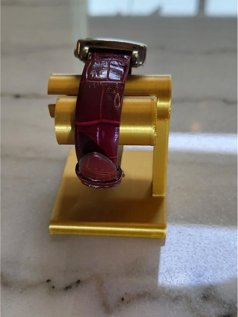 Vtg Pedre Womans Watch New Batt. Silvertone W Burgundy Bracelet 6.5